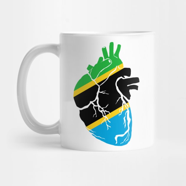 Tanzania Flag, Anatomical Heart Design by Bun Art Store